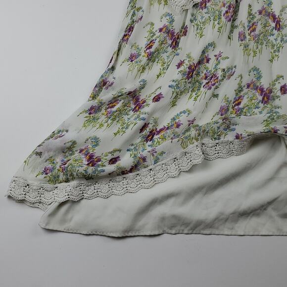 Topshop Cold Shoulder Midi Dress Frayed Lace Boho Floral Long Sleeve Cream 6 - Picture 4 of 9